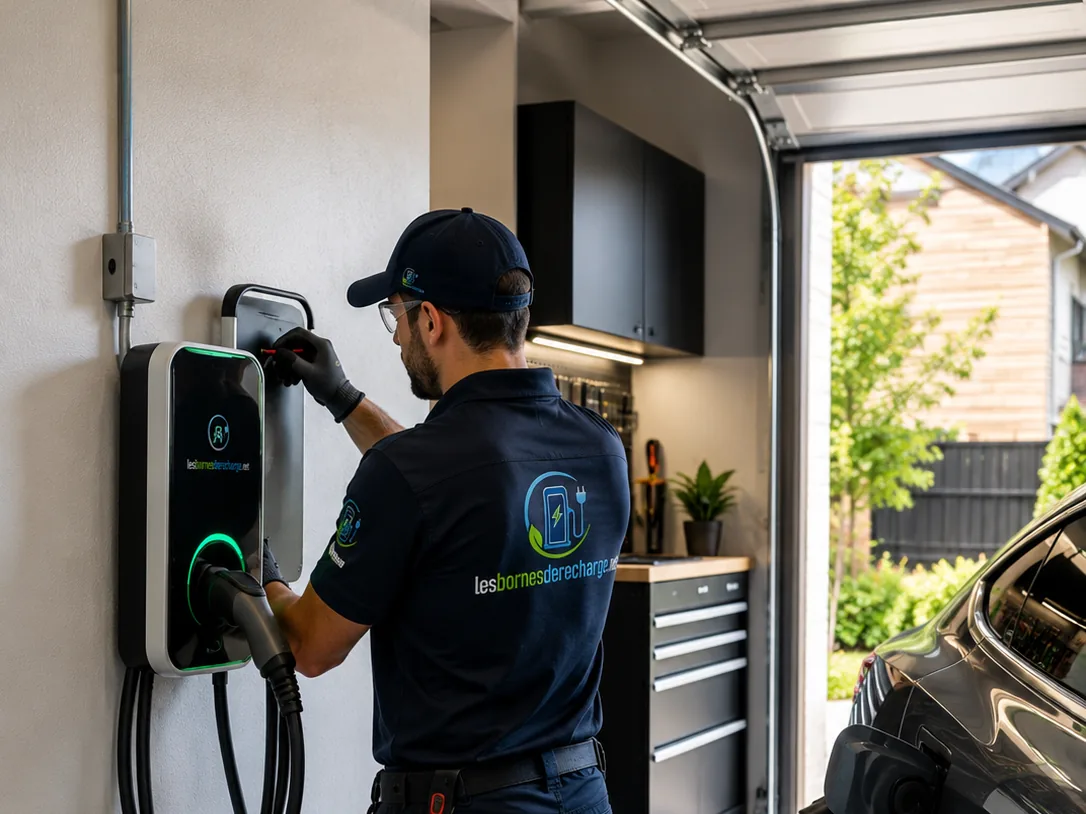 Installation d'une borne de recharge murale dans un garage résidentiel